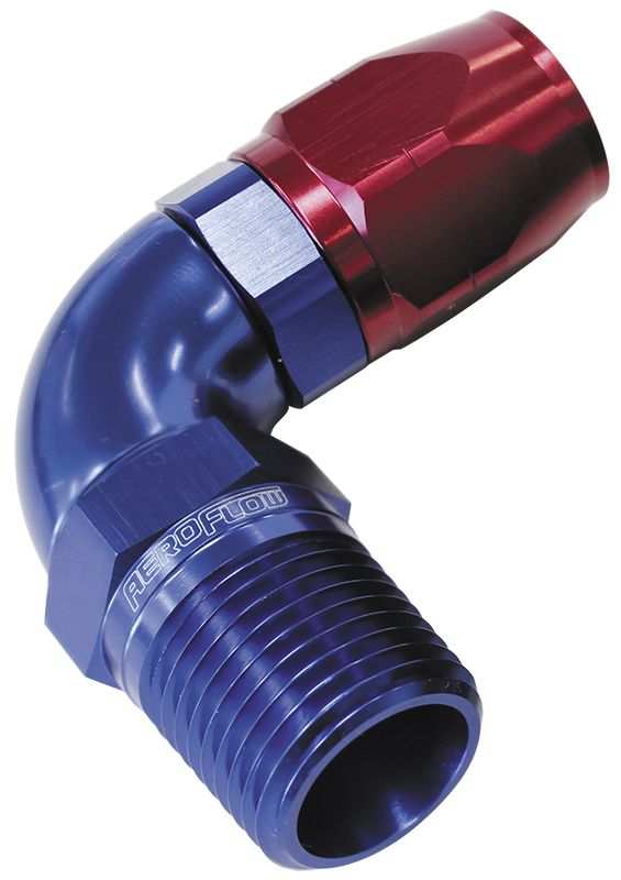 90° Male NPT Full Flow Swivel Hose End. AF528 Suits 100 & 450 Series Hose