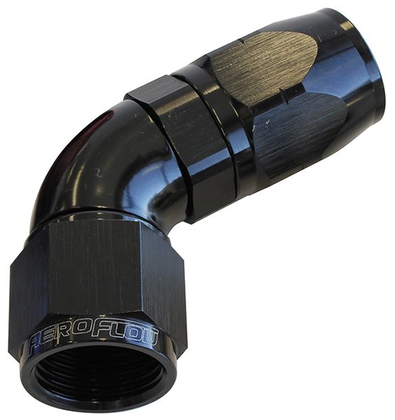 Aeroflow 550 Series Cutter One-Piece Full Flow Swivel 60Â° Hose End -20AN (AF558-20BLK)