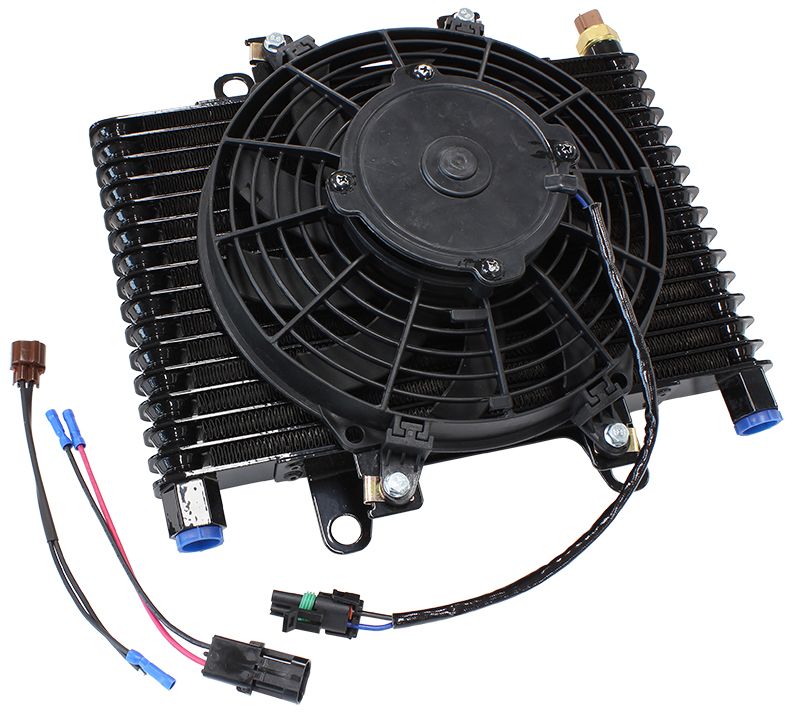 Competition Oil & Transmission Cooler 
-10 ORB, 13-1/2" x 9" x 3-1/2", with Fan & Switch