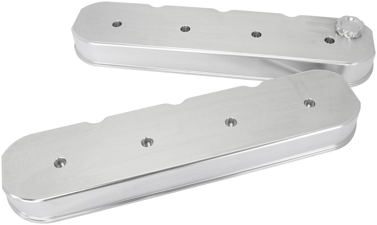 Aeroflow GM LS Billet Valve Cover Set, Raw Finish with No Logo AF77-5011