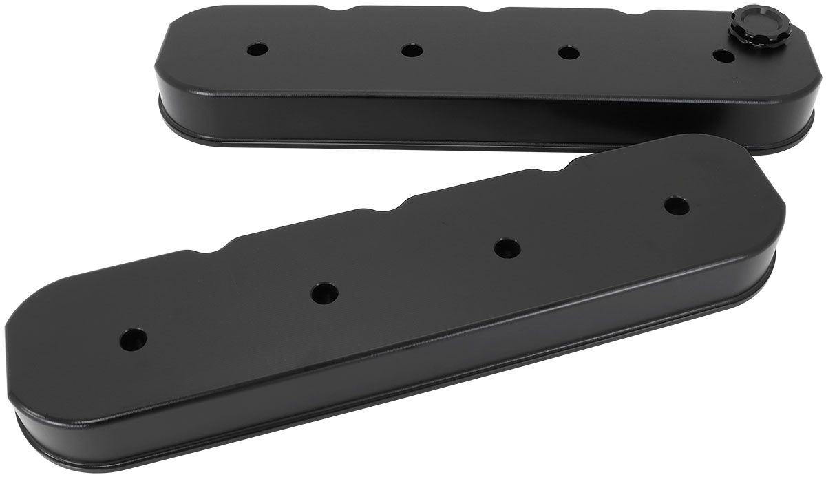 Aeroflow GM LS Billet Valve Cover Set, Black Finish with No Logo AF77-5011BLK