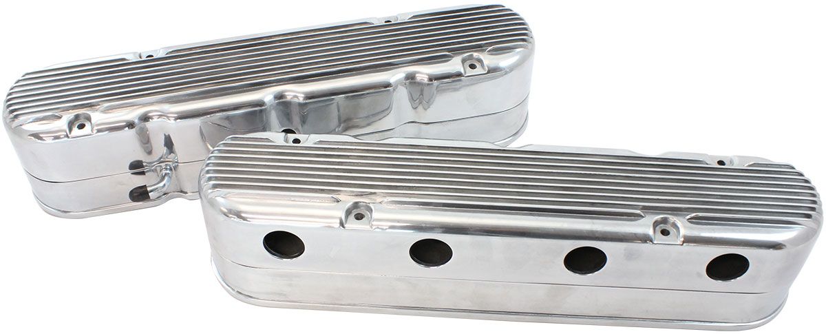 GM LS 2 Piece Retro Finned Valve Cover Set, Polished Finish