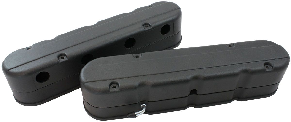 GM LS 2 Piece Retro Smooth Valve Cover Set, Black Finish