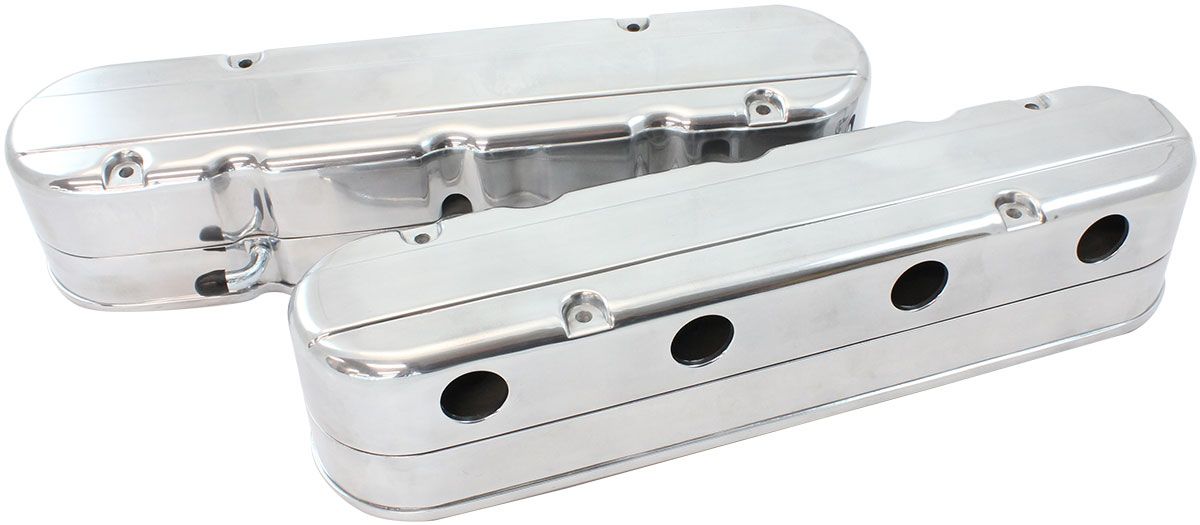 GM LS 2 Piece Retro Smooth Valve Cover Set, Polished Finish