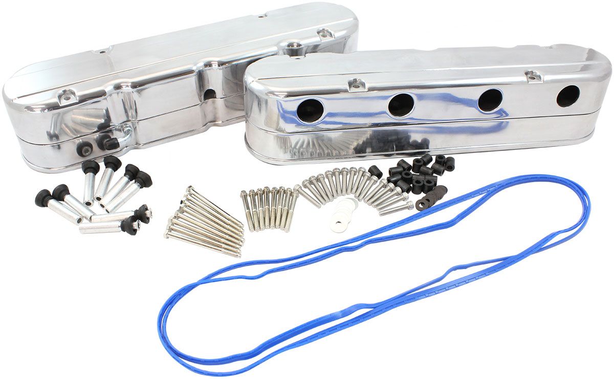 GM LS 2 Piece Retro Smooth Valve Cover Set, Polished Finish