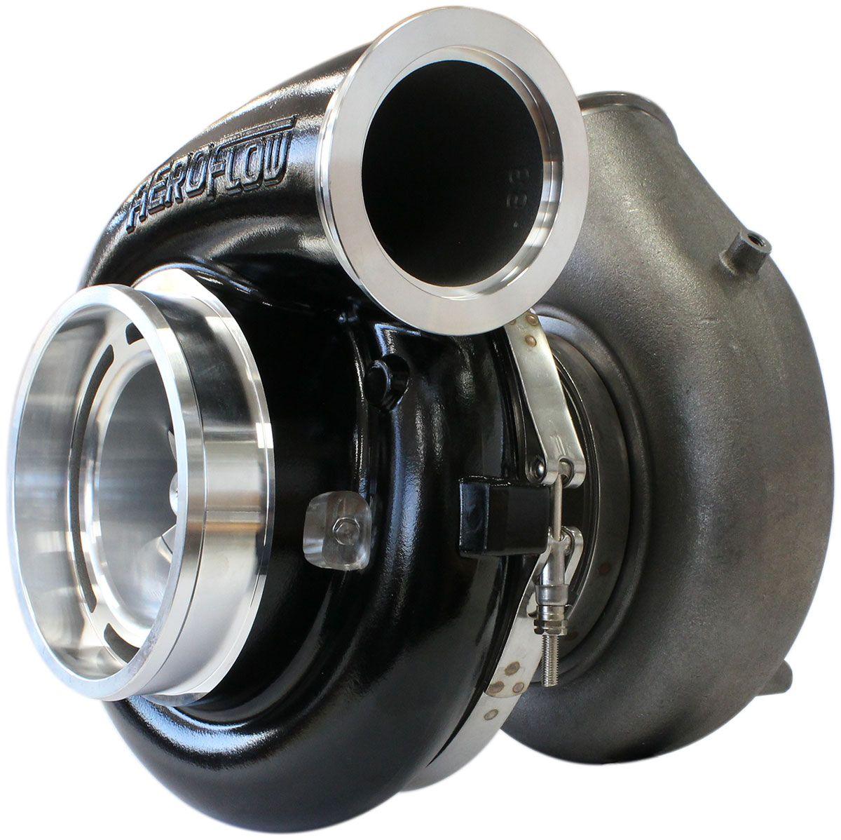 Aeroflow BOOSTED 98102 V-Band 1.22 Turbocharger 2500HP, Hi Temp Black Finish AF8006-6021B