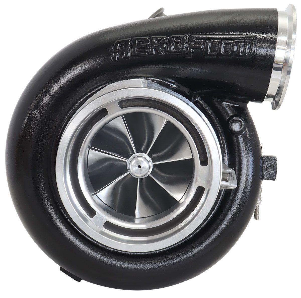 Aeroflow BOOSTED 106102 V-Band 1.22 Turbocharger 2500HP, Hi Temp Black Finish AF8006-6023