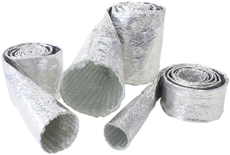 Aluminised Heat Sleeve withstands 500°F direct heat, silver finish