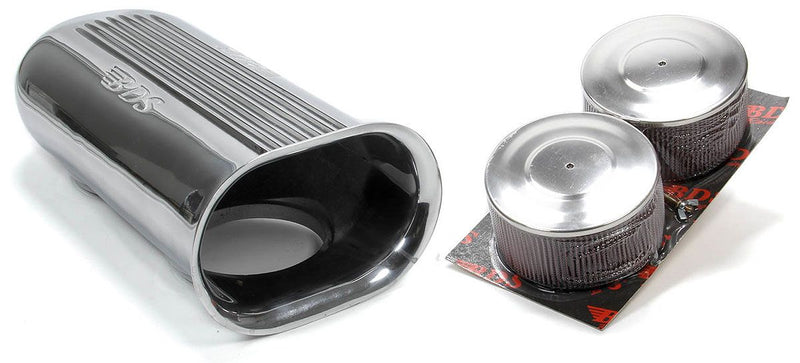 Blower Drive Service Dual 5-1/8" Carb Flange Scoop with Filters, Polished BDSSC-9001