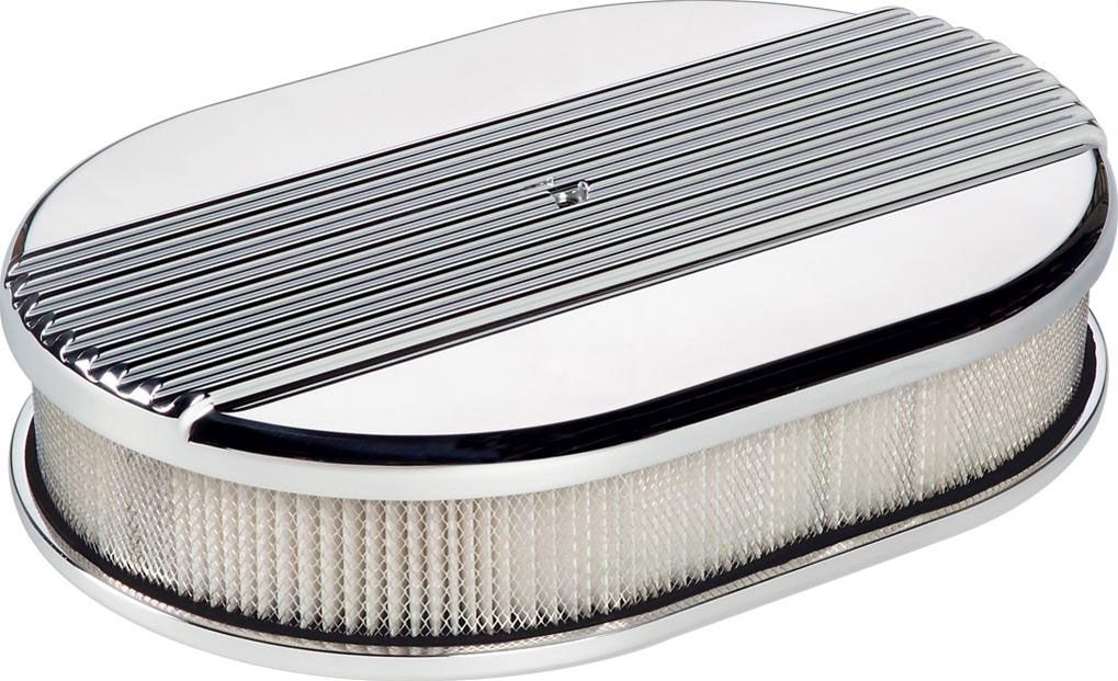 Billet Specialties Polished Aluminium Small Oval Air Cleaner Assembly - Ribbed BS15630