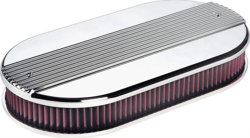 Billet Specialties Polished Aluminium Oval Dual Quad Air Cleaner Assembly - Ribbed BS15650