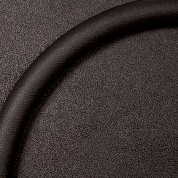 14" D-Shaped Half-Wrap Steering Wheel Ring, Black Leather