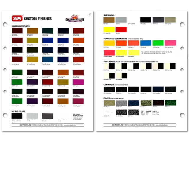 SEM CUSTOM FINISH COLOR CARD