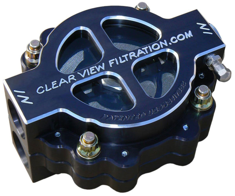 Clear View Filtration 4" Hi-Flow See Through Oil Filter - Black Anodised CV410-115-B