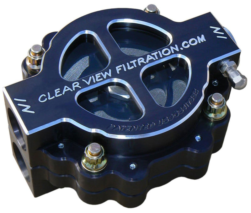 Clear View Filtration 4" Hi-Flow See Through Oil Filter - Black Anodised CV410-60-B