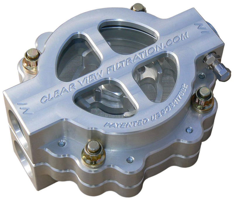 Clear View Filtration 4" Hi-Flow See Through Oil Filter - Clear Anodised CV410-60