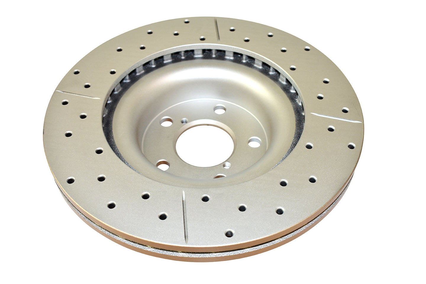 Subaru Impreza WRX Street Gold Cross-drilled slotted KP F Disc Brake Rotors