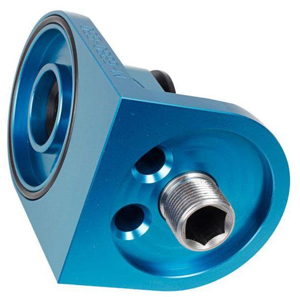 Ford Performance Billet Aluminium 90° Oil Filter Adapter, Blue FMM-6880-B50