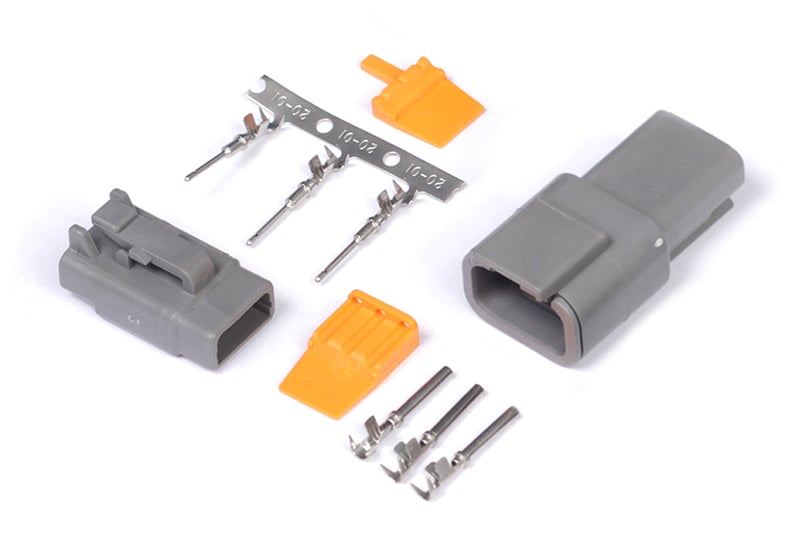 HALTECH Plug and Pins Only - Matching Set of Deutsch DTM-3 Connectors (7.5 Amp)