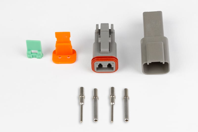 HALTECH Plug and Pins Only - Matching Set of Deutsch DT-2 Connectors (DT06-2S + DT04-2P) - (13 Amp)