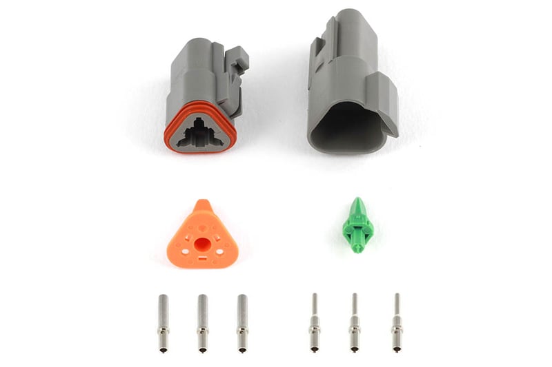 HALTECH Plug and Pins Only - Matching Set of Deutsch DT-3 Connectors (DT06-3S + DT04-3P) - (13 Amp)