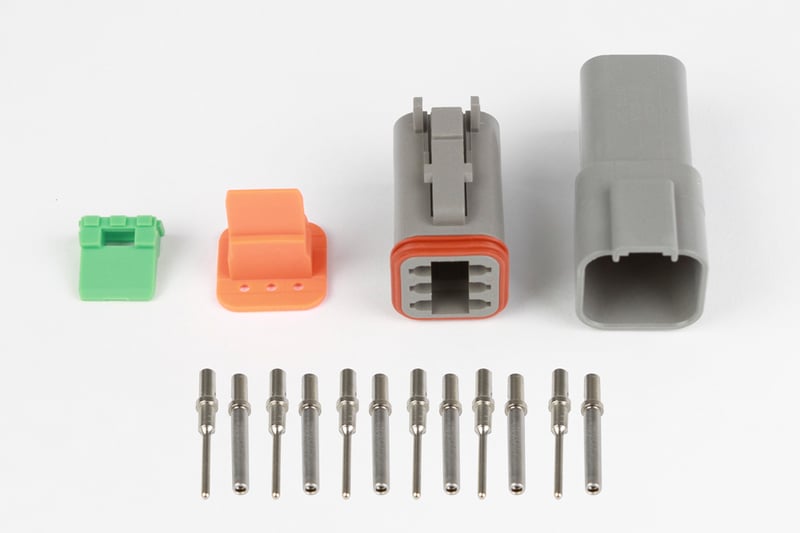 HALTECH Plug and Pins Only - Matching Set of Deutsch DT-6 Connectors (DT06-6S + DT04-6P) - (13 Amp)