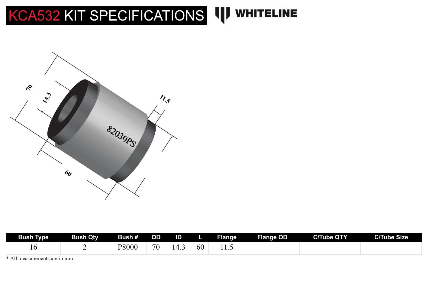 Front Radius Arm Lower - Bushing Kit Double Offset to Suit Tesla Model 3 and Model Y