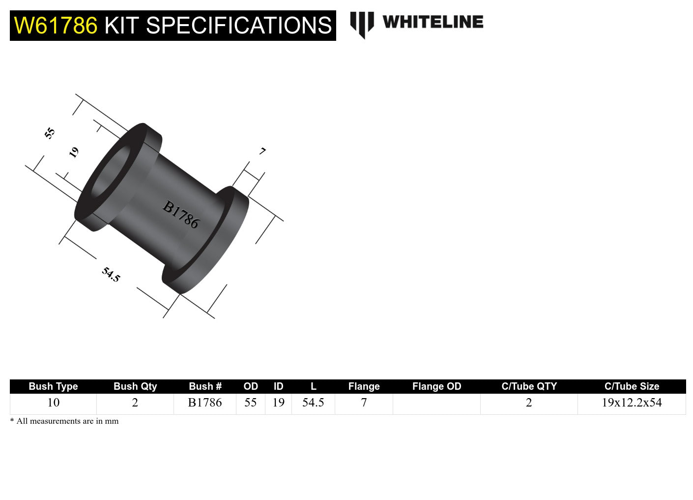 Rear Trailing Arm - Bushing Kit to Suit Ford Falcon/Fairlane XE-EB