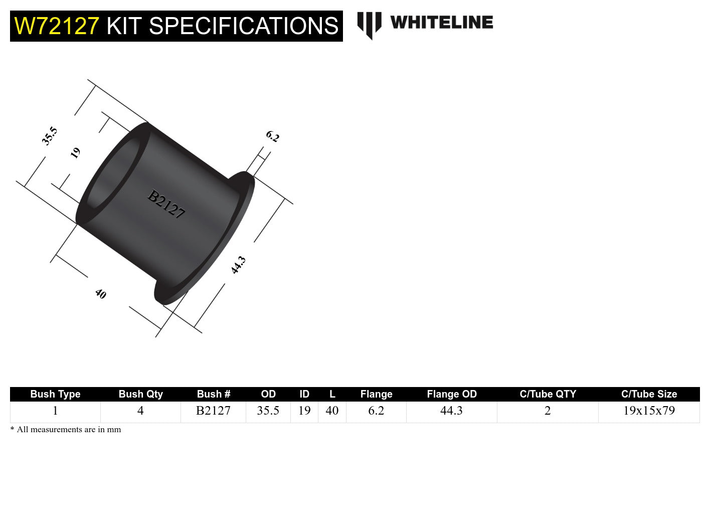 Rear Leaf Spring - Front Eye Bushing Kit to Suit Mitsubishi Triton ME-MK 2wd/4wd