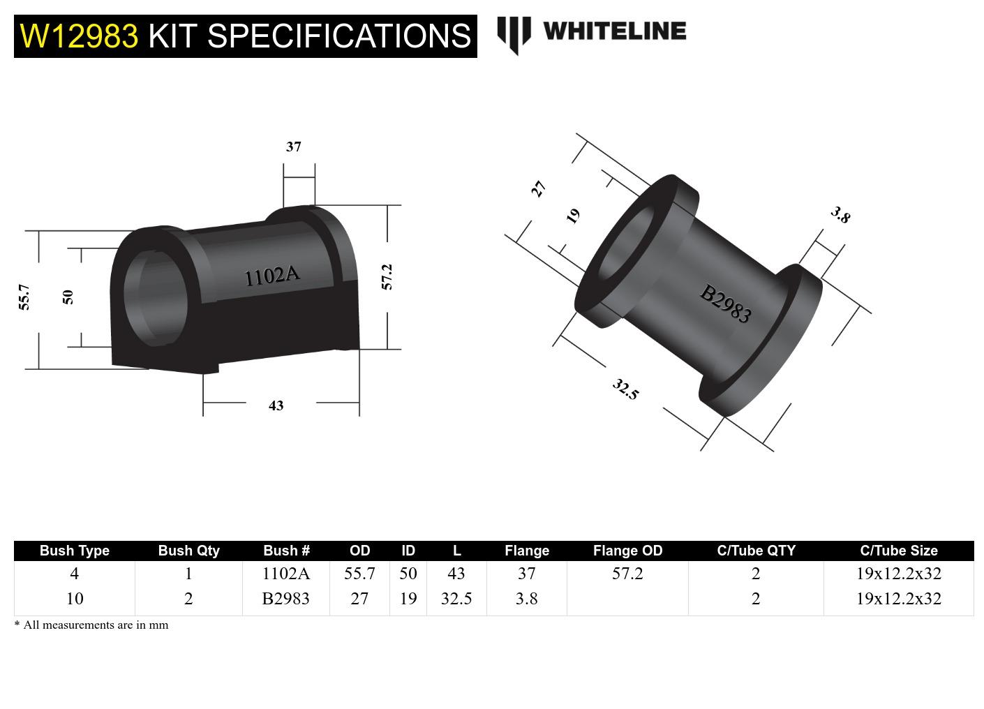 Front Steering ack and Pinion - Mount Bushing Kit to Suit Mitsubishi Magna TE-TW Fwd/Awd