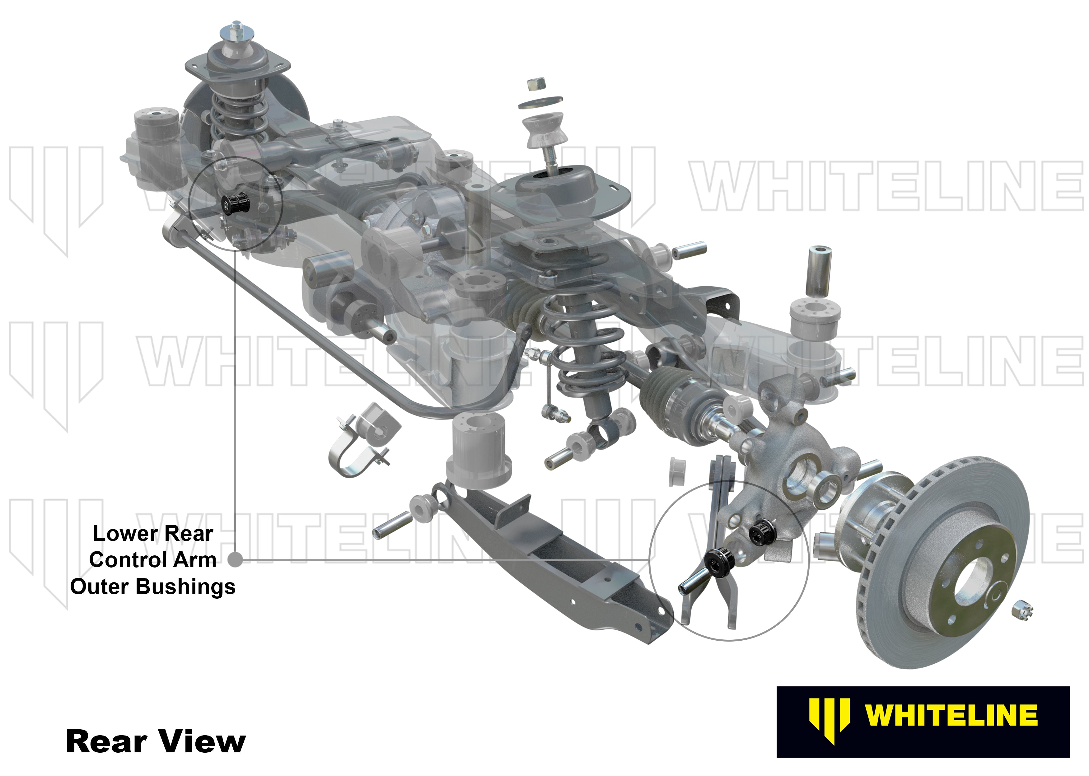 Rear Control Arm Lower Rear - Outer Bushing Kit Double Offset to Suit Holden Commodore VE, VF and HSV