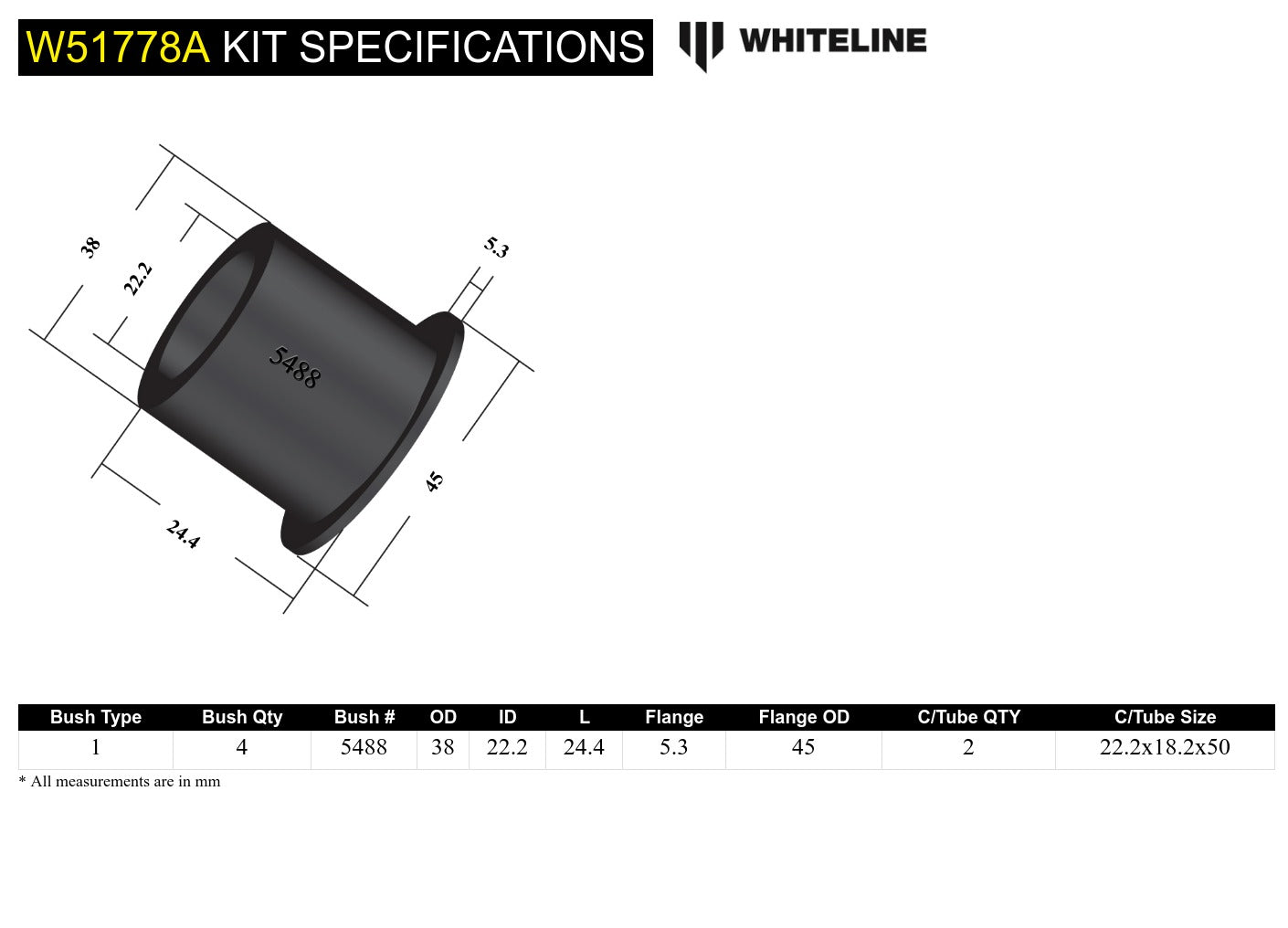 Front Control Arm Lower - Inner Front Bushing Kit to Suit Nissan Bluebird, Maxima and Pintara