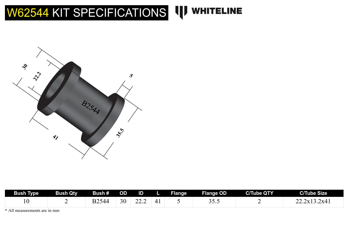 Rear Control Arm Upper Rear - Inner Bushing Kit Double Offset to Suit Nissan 180SX, 200SX, 300ZX and Skyline