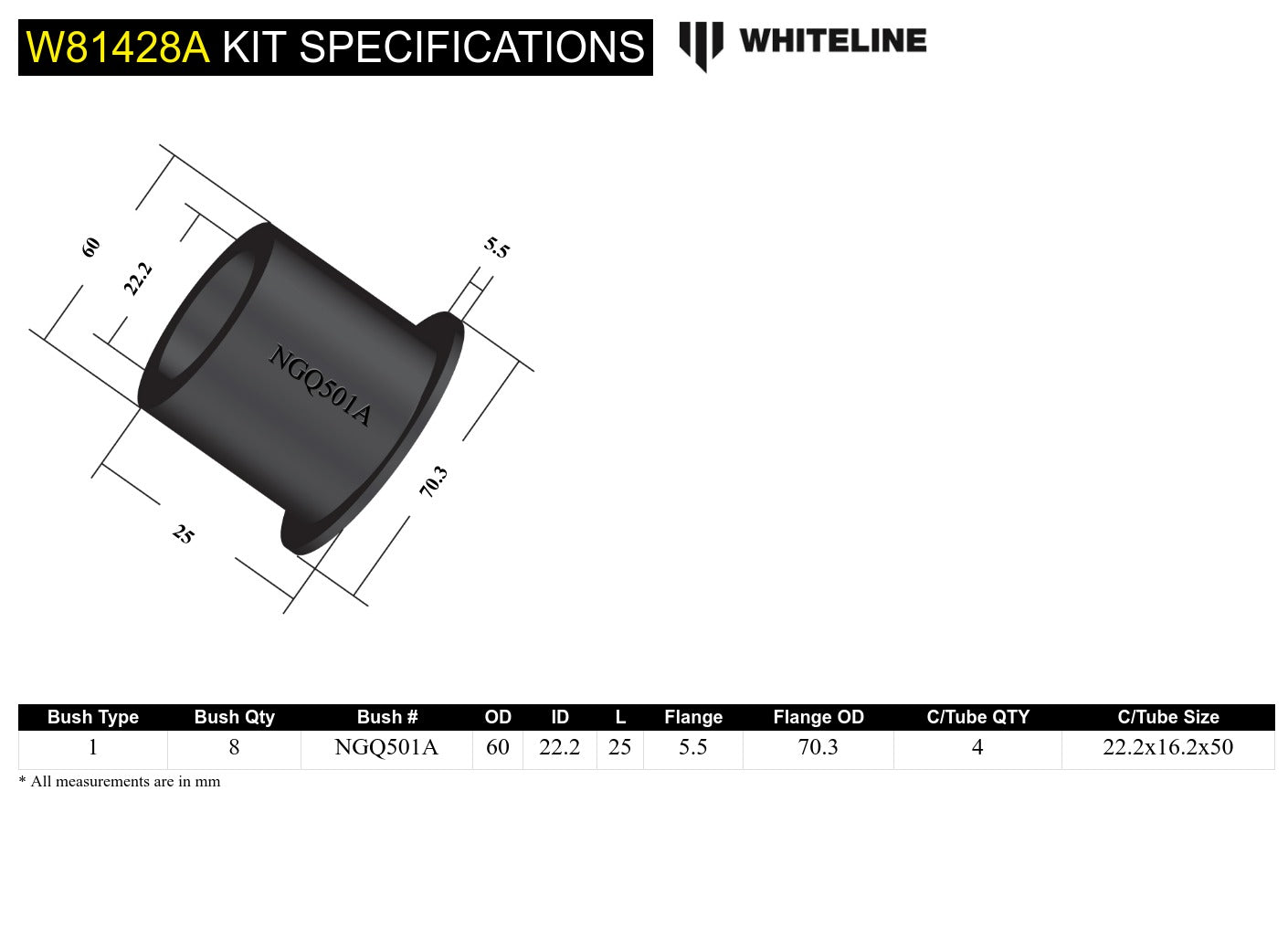 Front Leading Arm - To Differential Bushing Kit to Suit Nissan Patrol GQ, GU and Toyota Land Cruiser 80, 105 Series