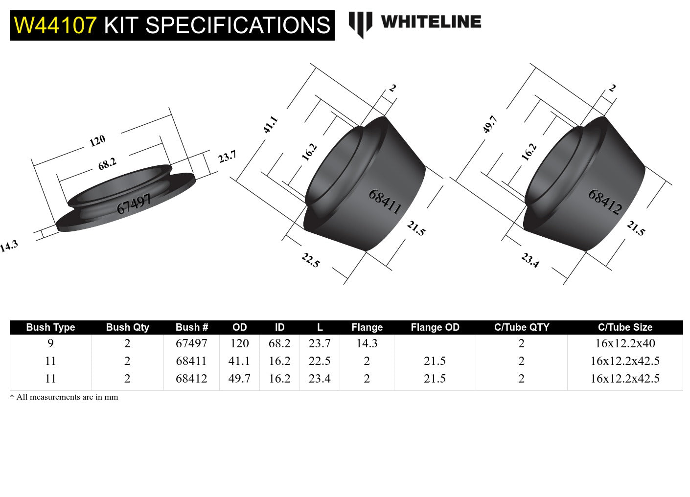 Front Strut Mount - Bushing Kit to Suit Nissan Navara D40, D23 and Pathfinder R51