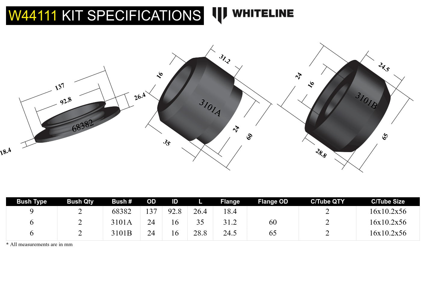 Front Strut Mount - Bushing Kit to Suit Mitsubishi Pajero NM-NX