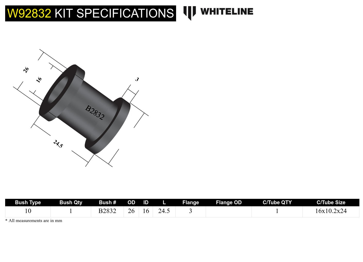 Front Engine Pitch Arm - Bushing Kit to Suit Subaru Impreza GC-VA incl WRX/STi