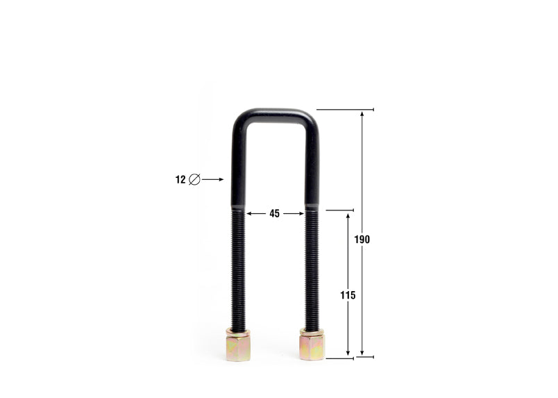 Universal U Bolts - ID=45mm, L=175mm, Thread=M12 - square top