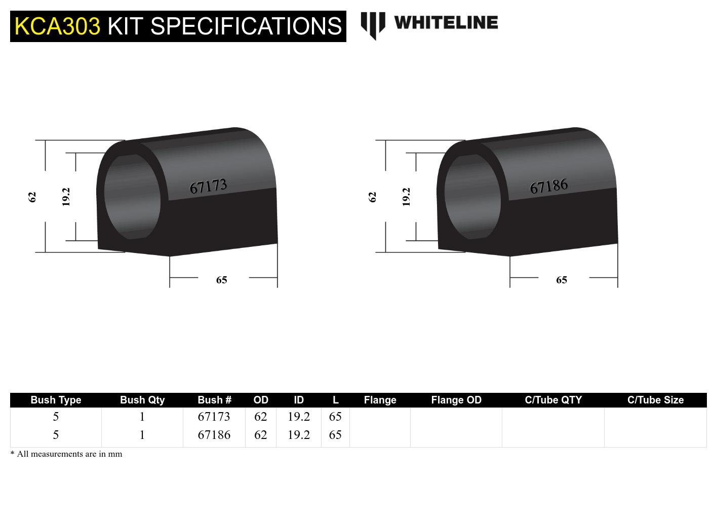 Front Control Arm Lower - Inner Rear Bushing Doubl Offset Kit to Suit Nissan Bluebird, Maxima and Pulsar