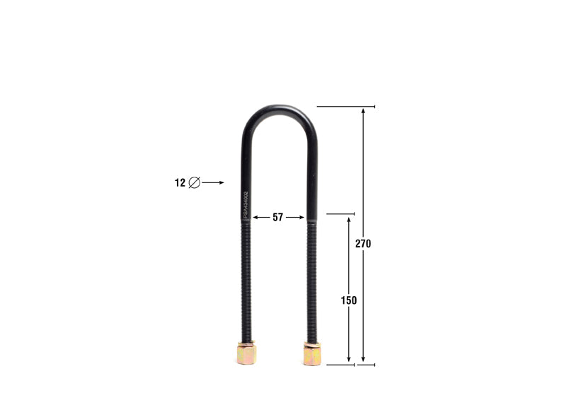 Universal U Bolts - ID=58mm, L=270mm, Thread=M12 - round top