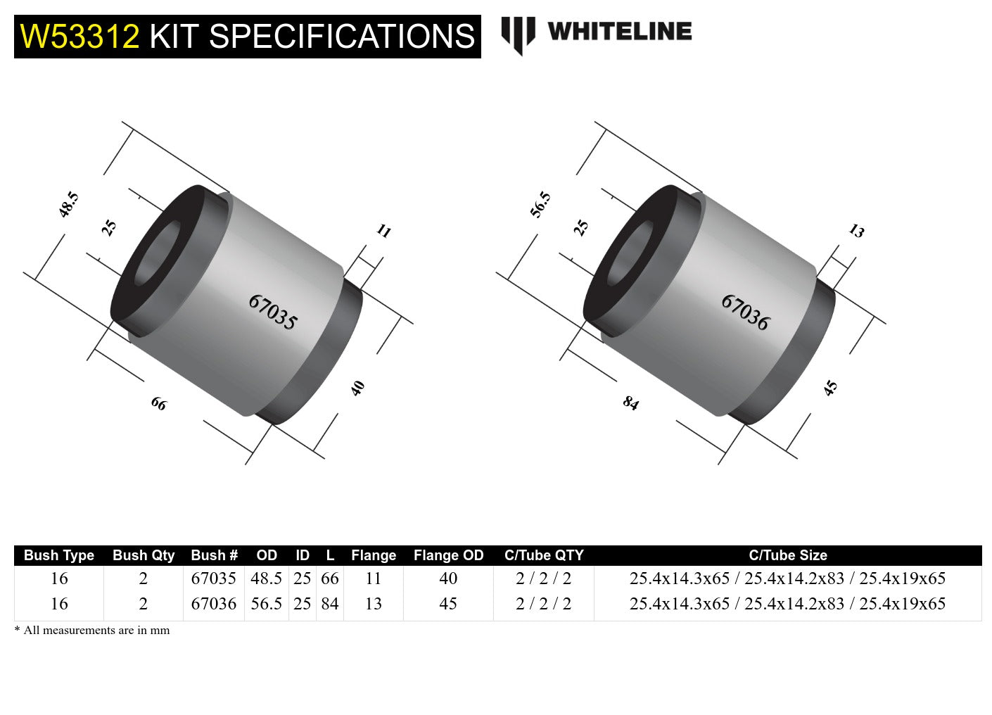 Front Control Arm Lower - Bushing Kit to Suit Toyota HiLux, Prado, 4Runner and Foton Tunland