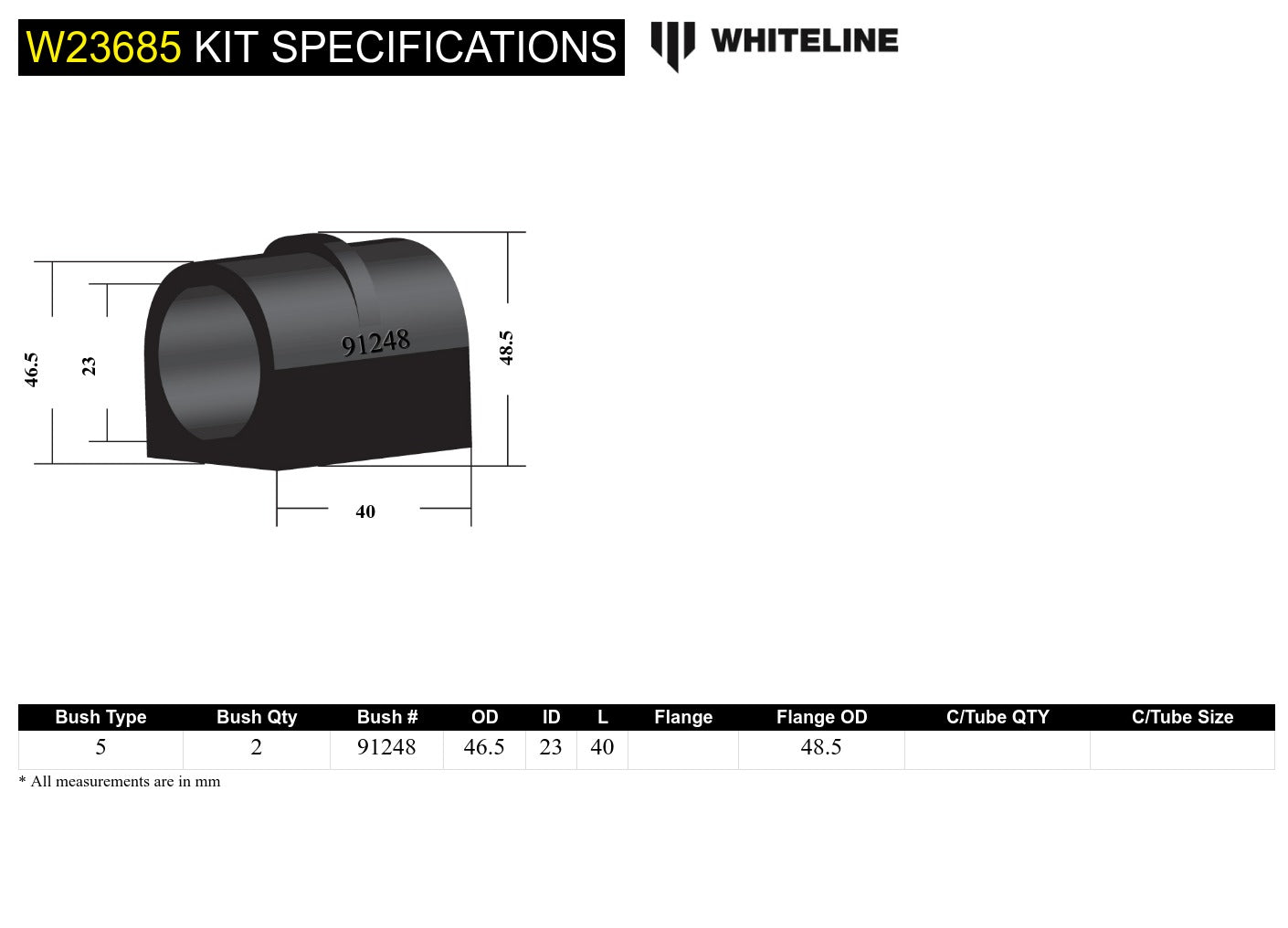 Front Sway Bar Mount - Bushing Kit 23mm to Suit Mazda CX-5, Mazda3 and Mazda6