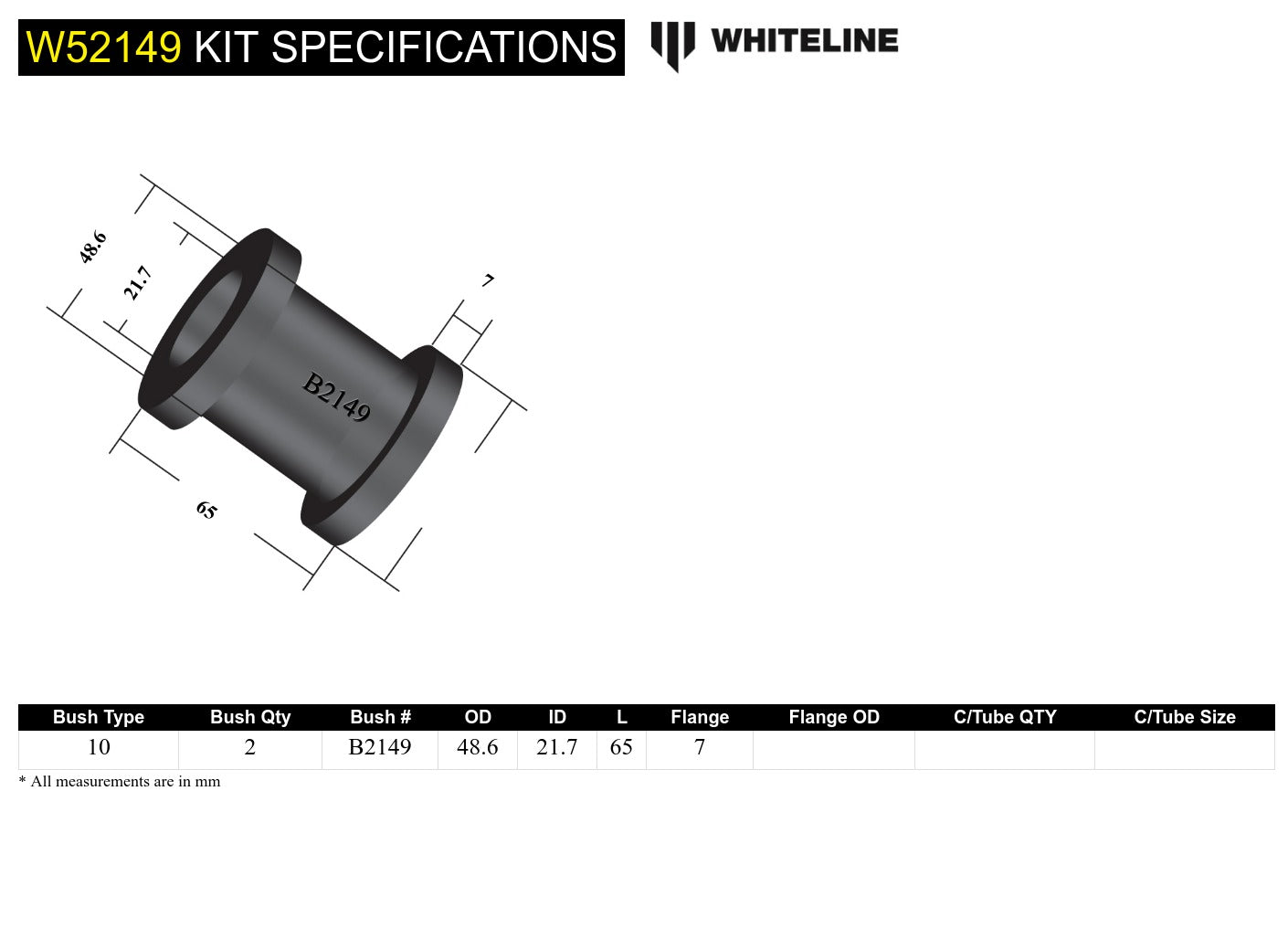 Front Control Arm Lower - Inner Rear Bushing Kit to Suit Mitsubishi Galant HG, HH