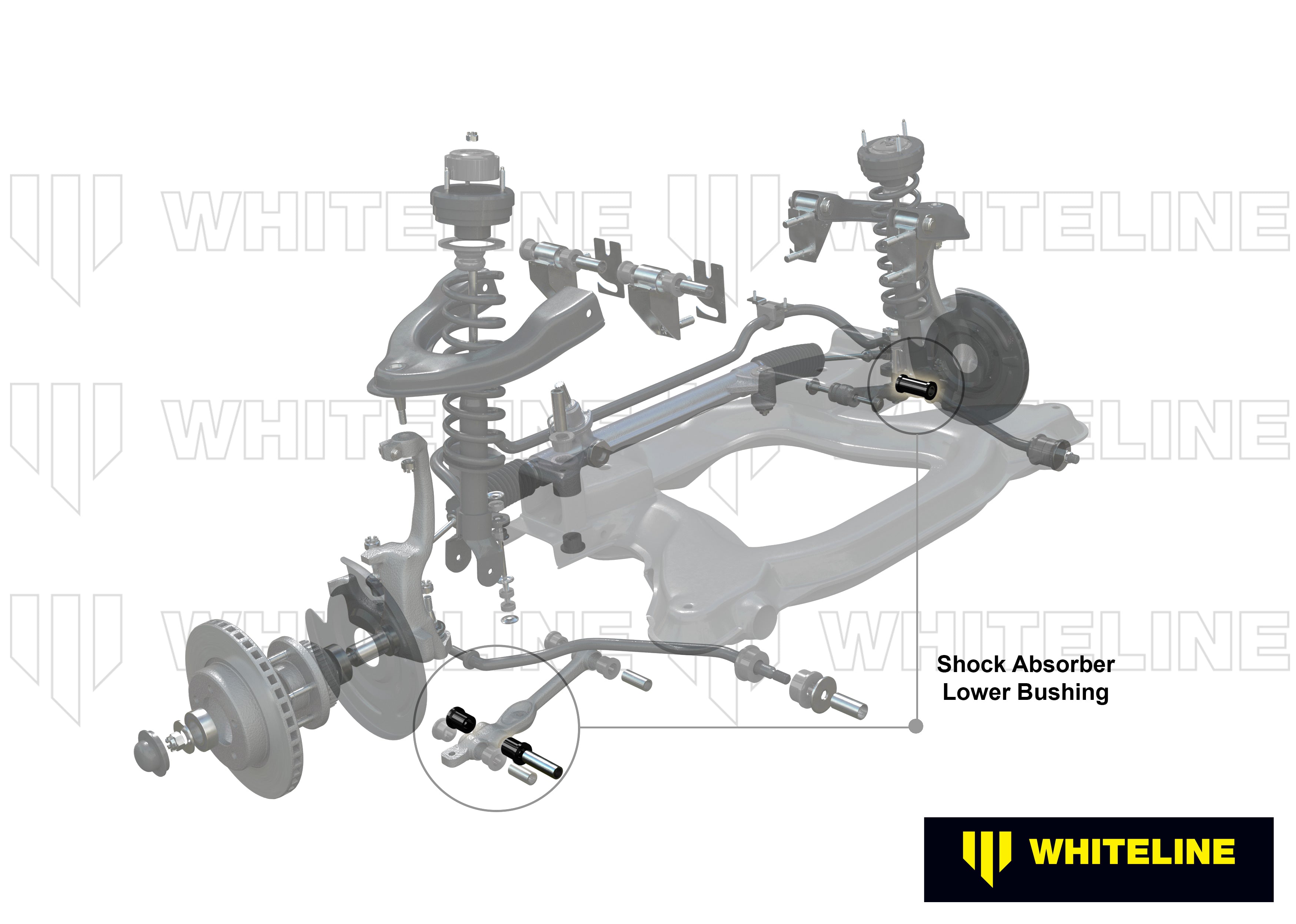 Front Shock Absorber - To Control Arm Bushing Kit to Suit Nissan 350Z Z33 and Skyline V35