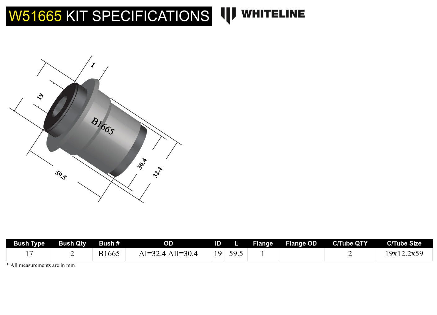 Front Cotrol Arm Lower - Inner Bushing Kit to Suit Toyota Celica, Corona, Cressida and Supra