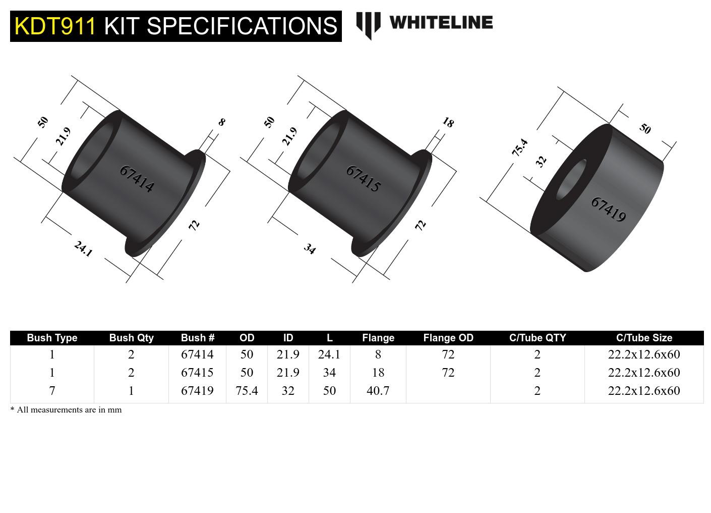 Rear Differential Mount - Bushing Kit to Suit Nissan 350Z, 370Z and Skyline