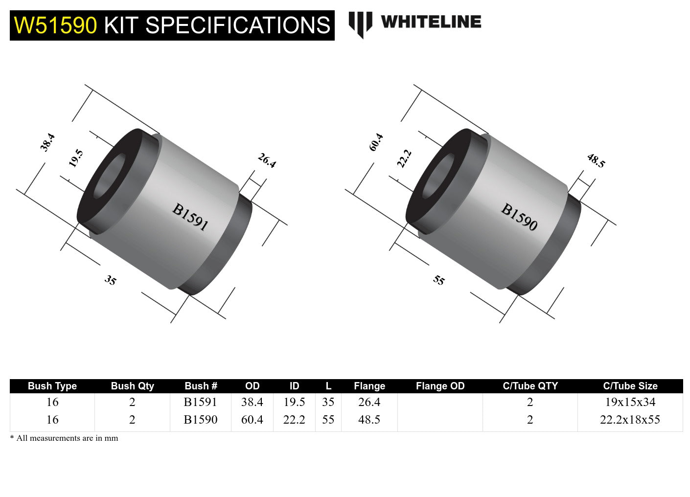 Front Control Arm Lower - Inner Rear Bushing Kit to Suit Mitsubishi Magna TR, TS