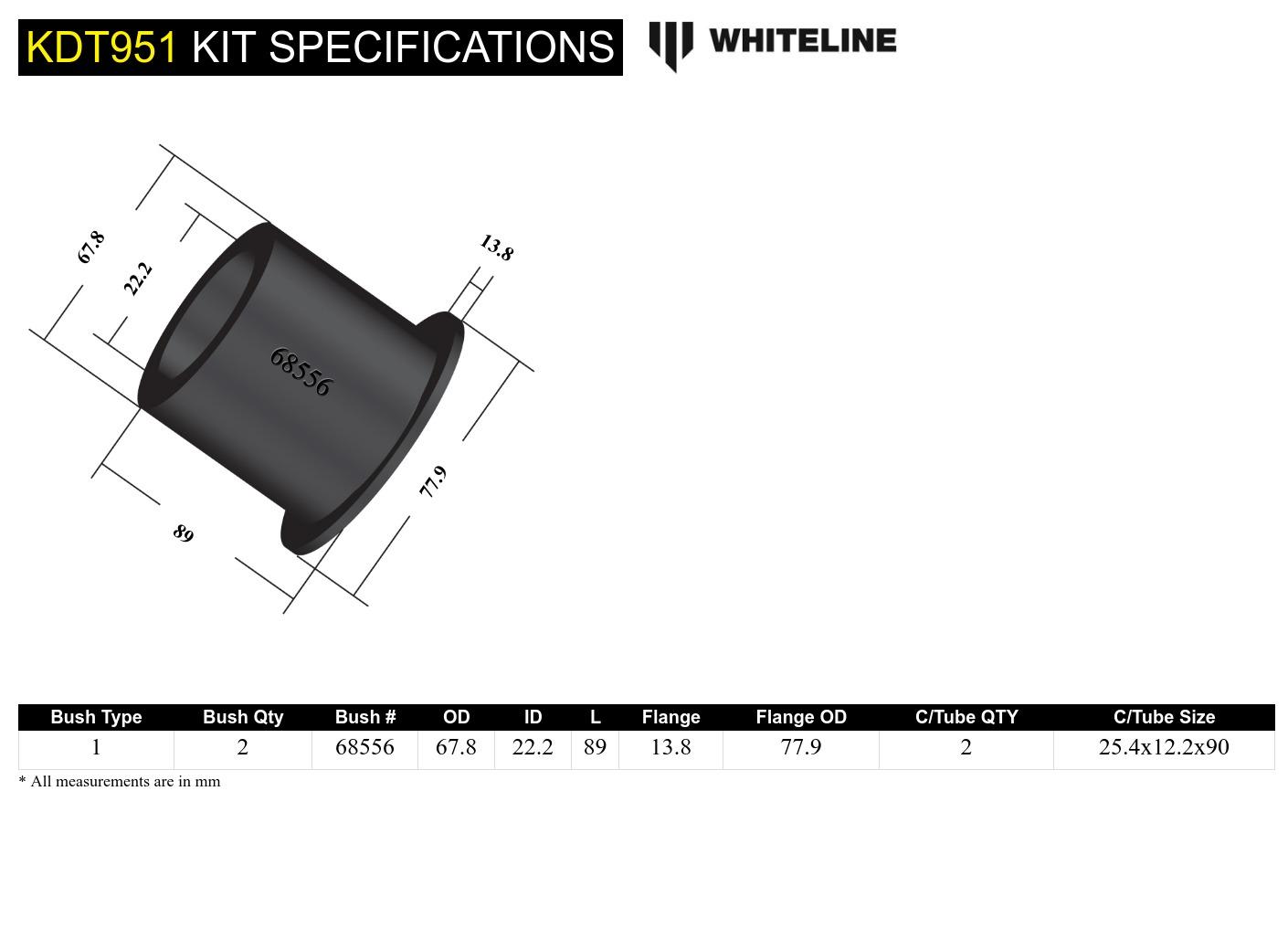 Rear Beam Axle - Bushing Kit to Suit Holden, Daewoo, Chevrolet and Opel