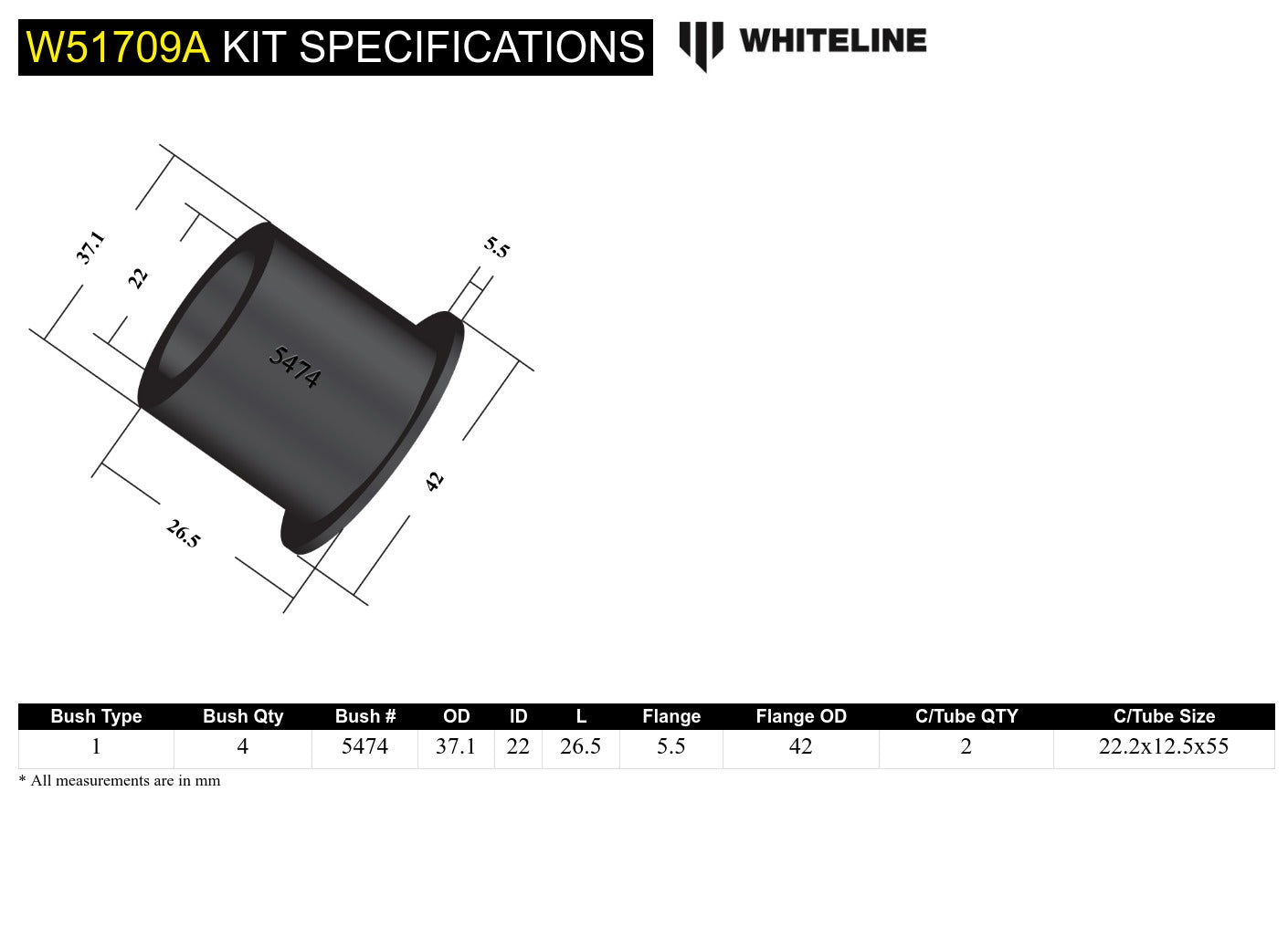 Front Control Arm Lower - Inner Front Bushing Kit to Suit Subaru Forester, Impreza, Liberty and Outback