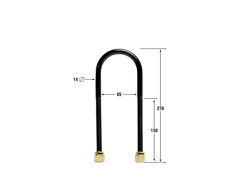 Universal U Bolts - ID=85mm, L=270mm, Thread=M14 - round top